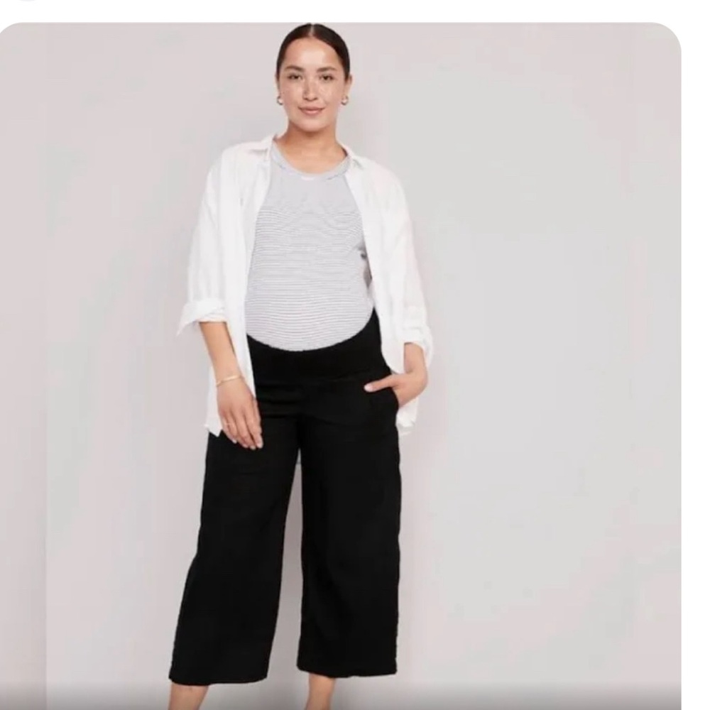 Crop wide leg maternity pants